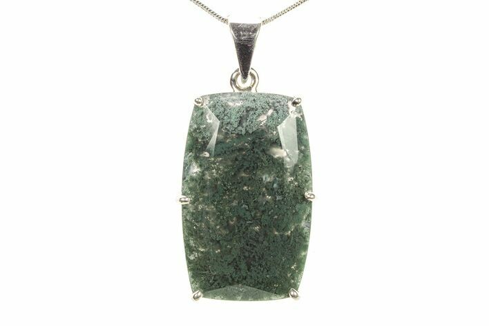Polished Colorful Moss Agate Pendant - Sterling Silver #279602